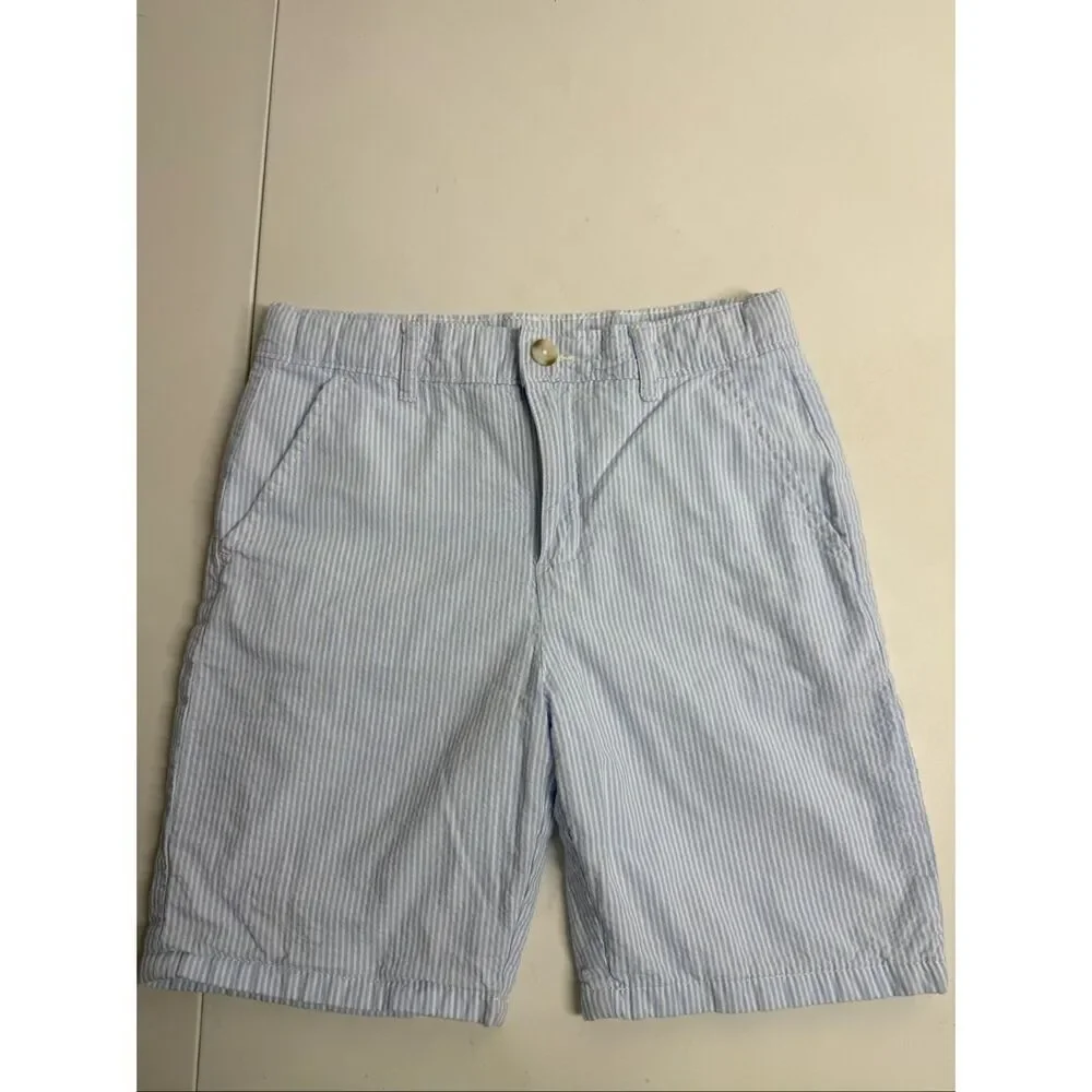Gymboree Girls Seersucker Shorts Size 10 Blue White Stripe Cotton Summer Preppy